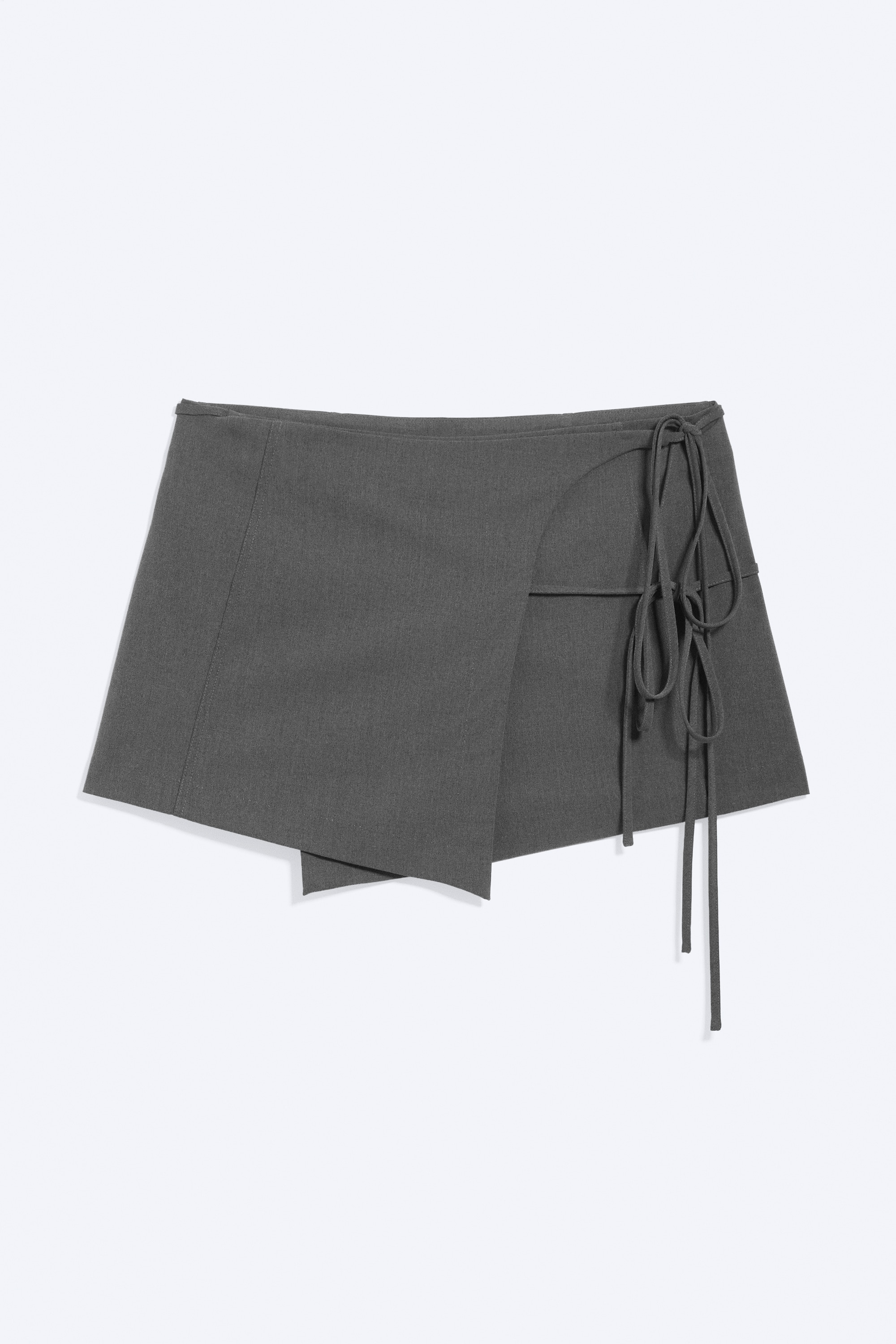 Strappy Mini Wrap Skirt-Dark Grey Melange