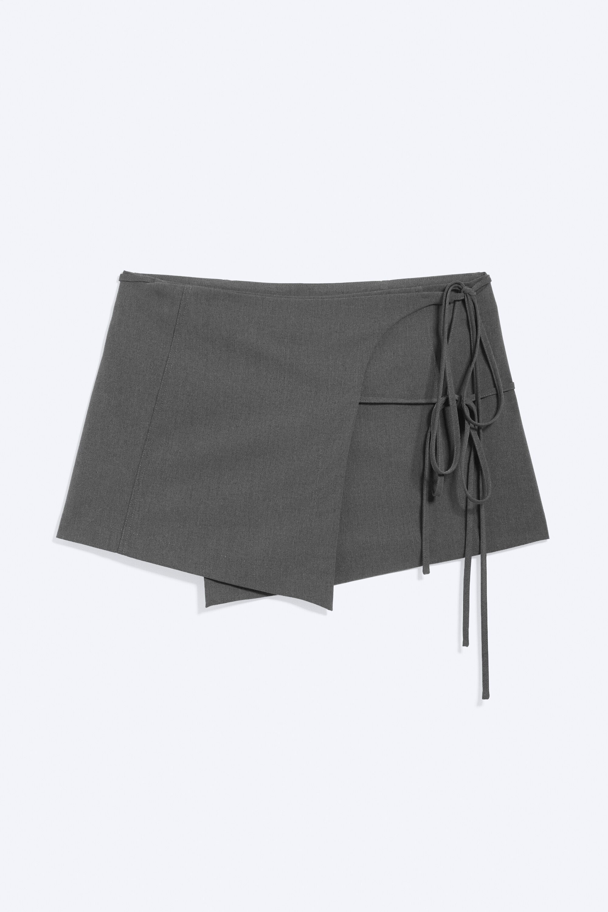 strappy mini wrap skirt - Dark Grey Melange | Weekday WW