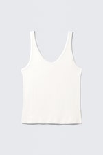 Gebroken wit - Tanktop met lage, ronde hals - 0