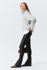 Black - Low Rise Flared Stretch Trousers - 2