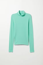 Turquoise - Gerippter Rollkragenpullover Verena - 0