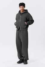 Dark Grey Melange - Simon Scuba Zip Hoodie - 2