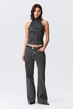 Black - Denim Print - Open-back haltertop met print - 1