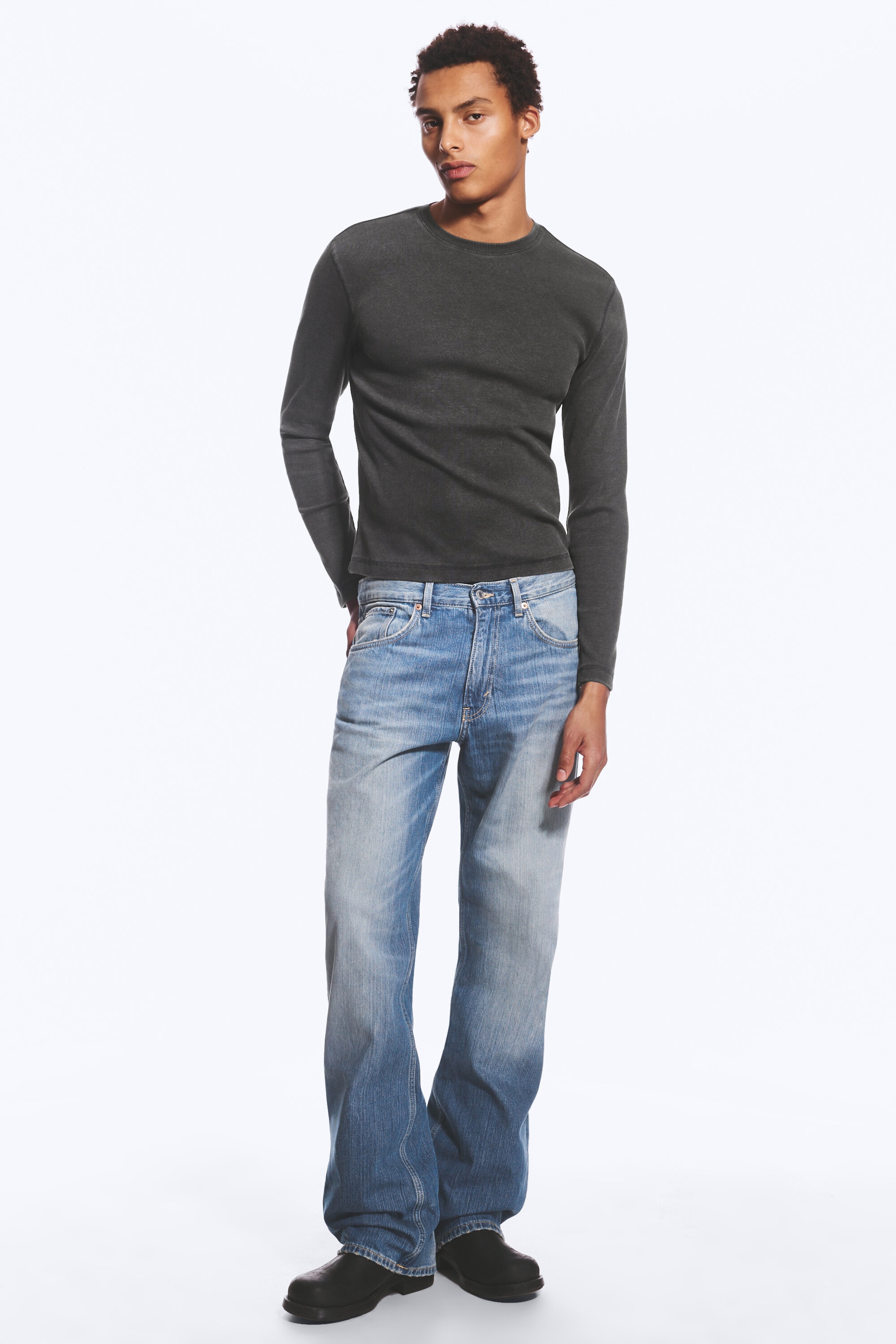 Stallion Blue - Medium Blue - Mercury Mid Rise Relaxed Bootcut Jeans - 2