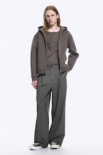 Mörk mullvad - Strukturerad scuba-hoodie med dragkedja - 0