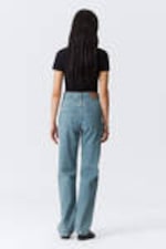 2000 Blue - Mittelblau - Rowe Super High Waisted Regular Straight Leg Jeans - 4