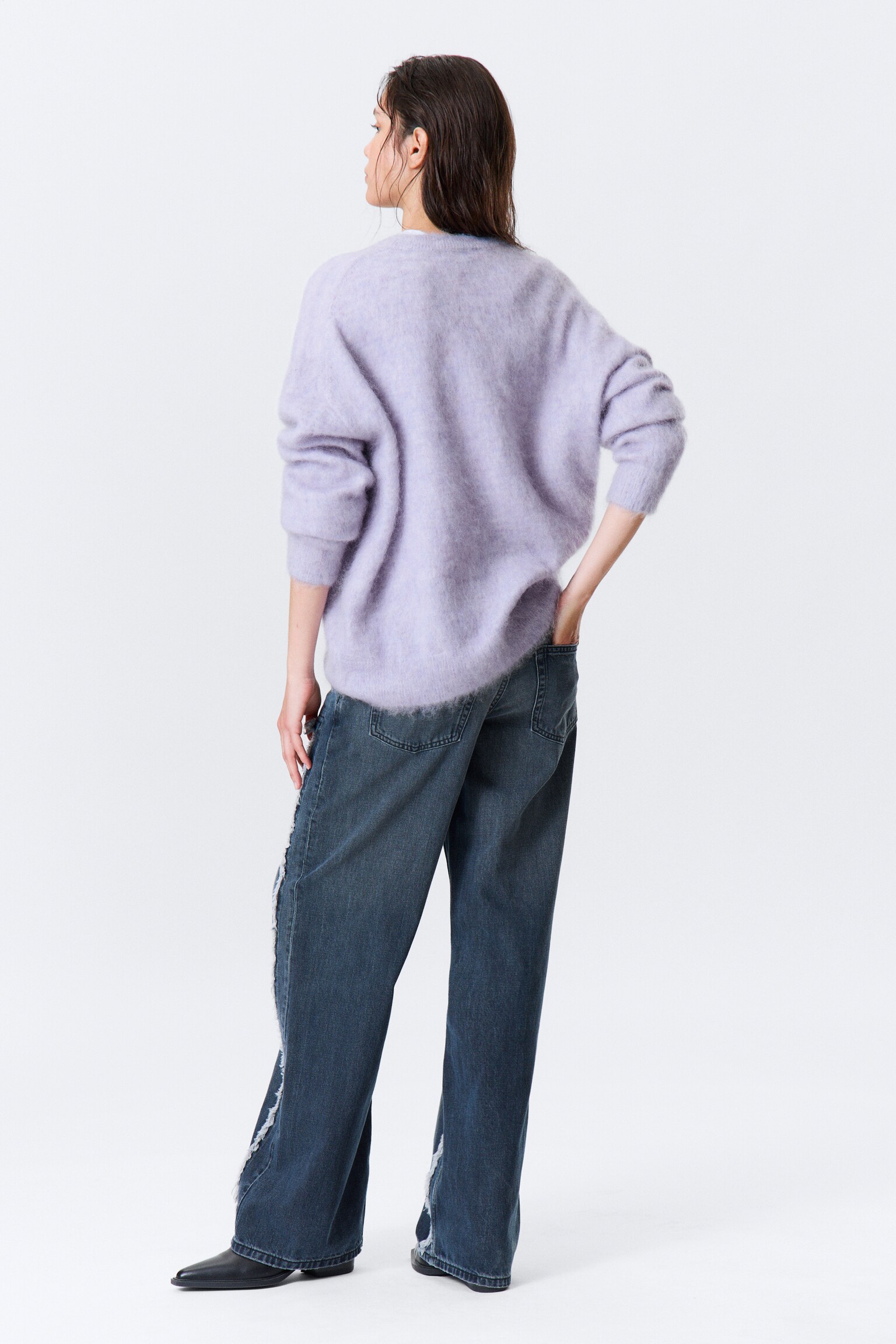 Oversized Knitted Mohair Blend Sweater - Light Purple Melange/Beige/Dark Blue Melange/Dark Grey/Brown/Dark Green - 6