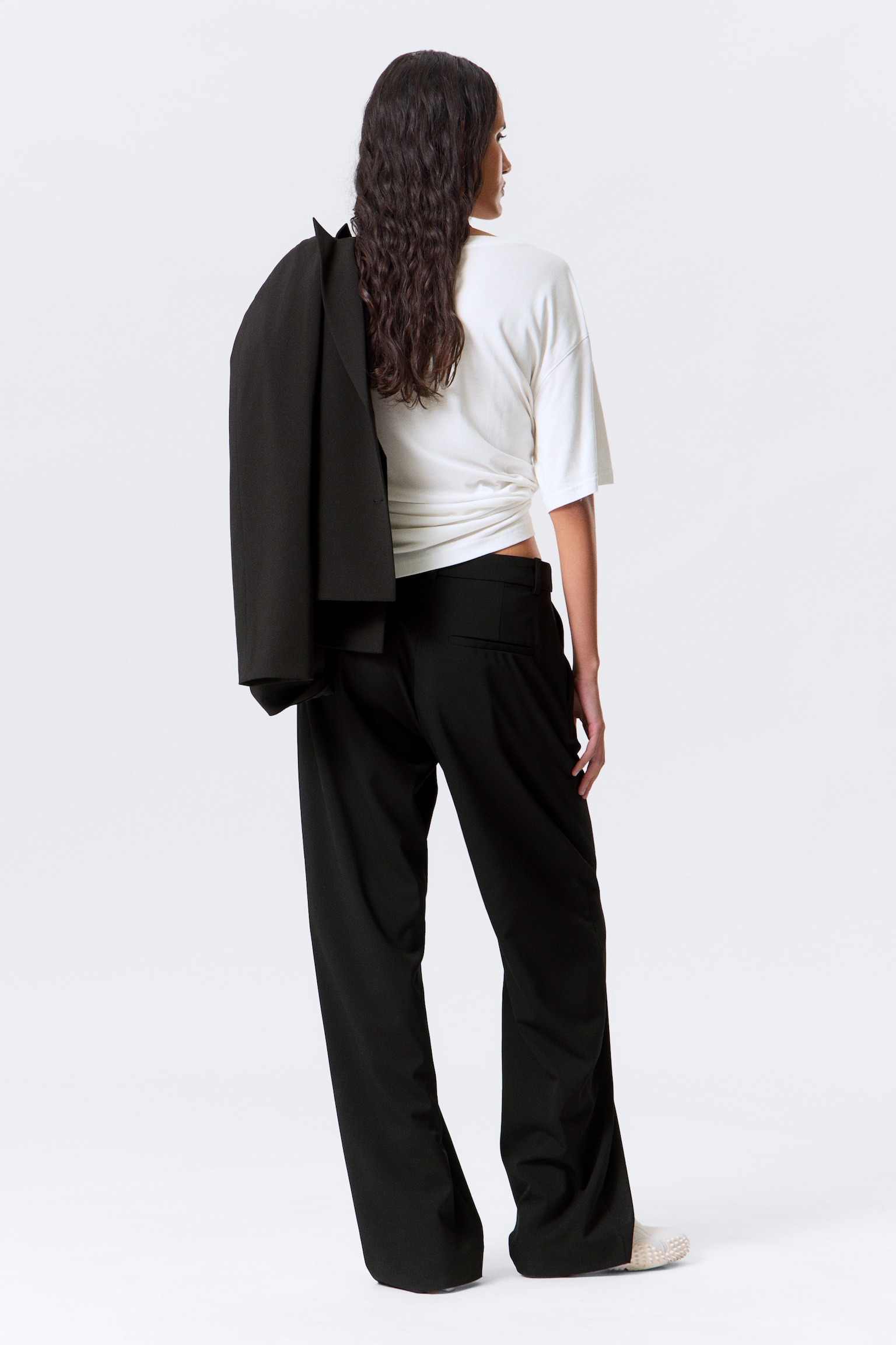 Pantalon de costume plissé taille mi-haute - Noir/Rayures Dark Grey Melange - 3