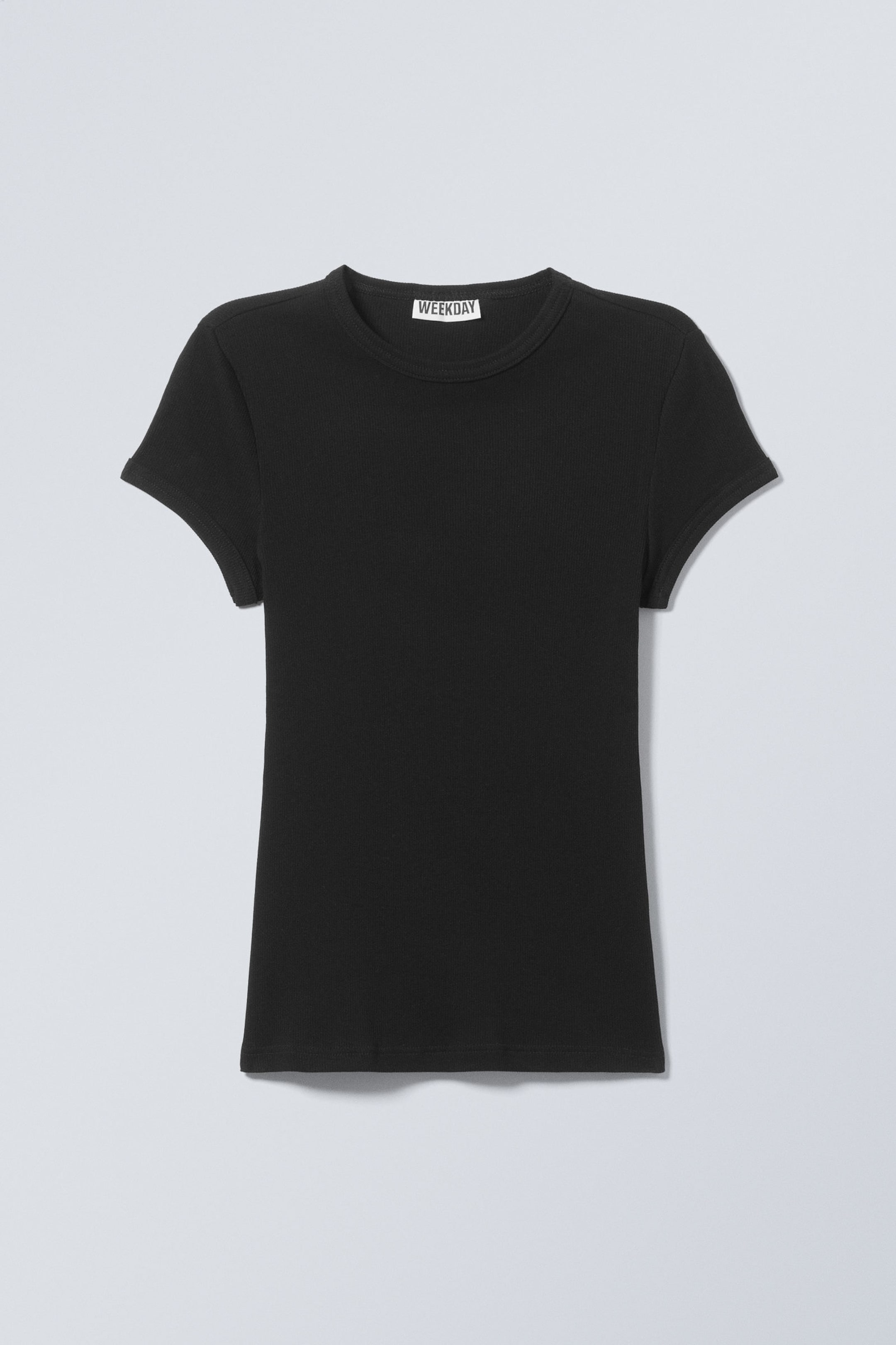 Black - Slim Fit Ribbed Cotton T-shirt - 3