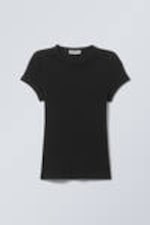 Black - Slim Fit Ribbed Cotton T-shirt - 3