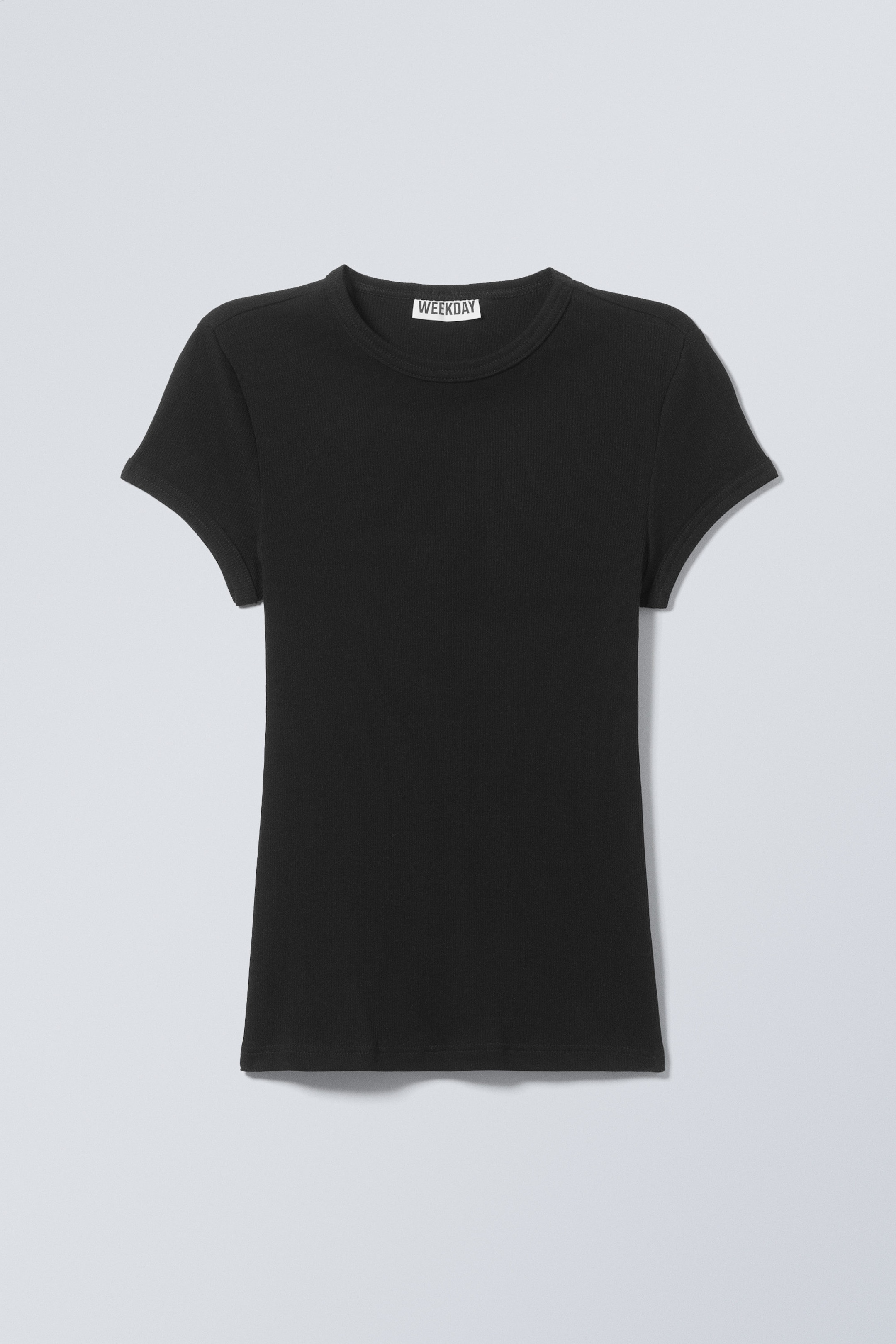 Black - Slim Fit Ribbed Cotton T-shirt - 1