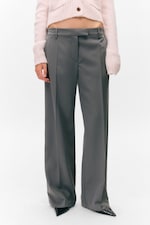 Dark Grey - Low Waisted Pleated Suiting Trousers - 1
