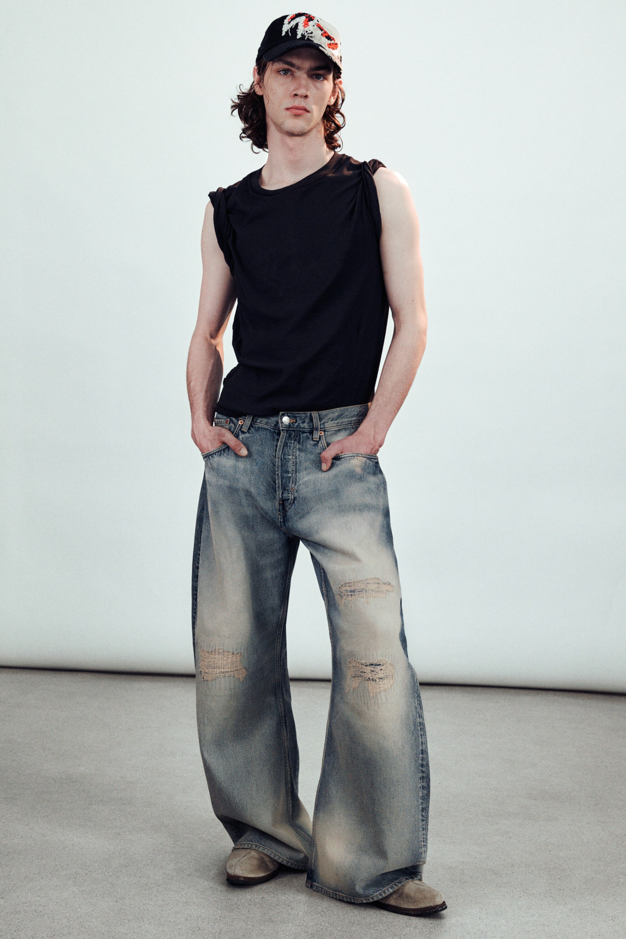 Mid Blue - Medium Blue - Drift Low Rise Loose Barrel Jeans - 1