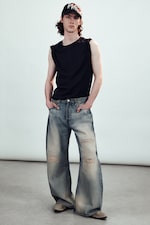 Mid Blue - Mellanblå - Drift Low Waist Loose Barrel jeans - 0