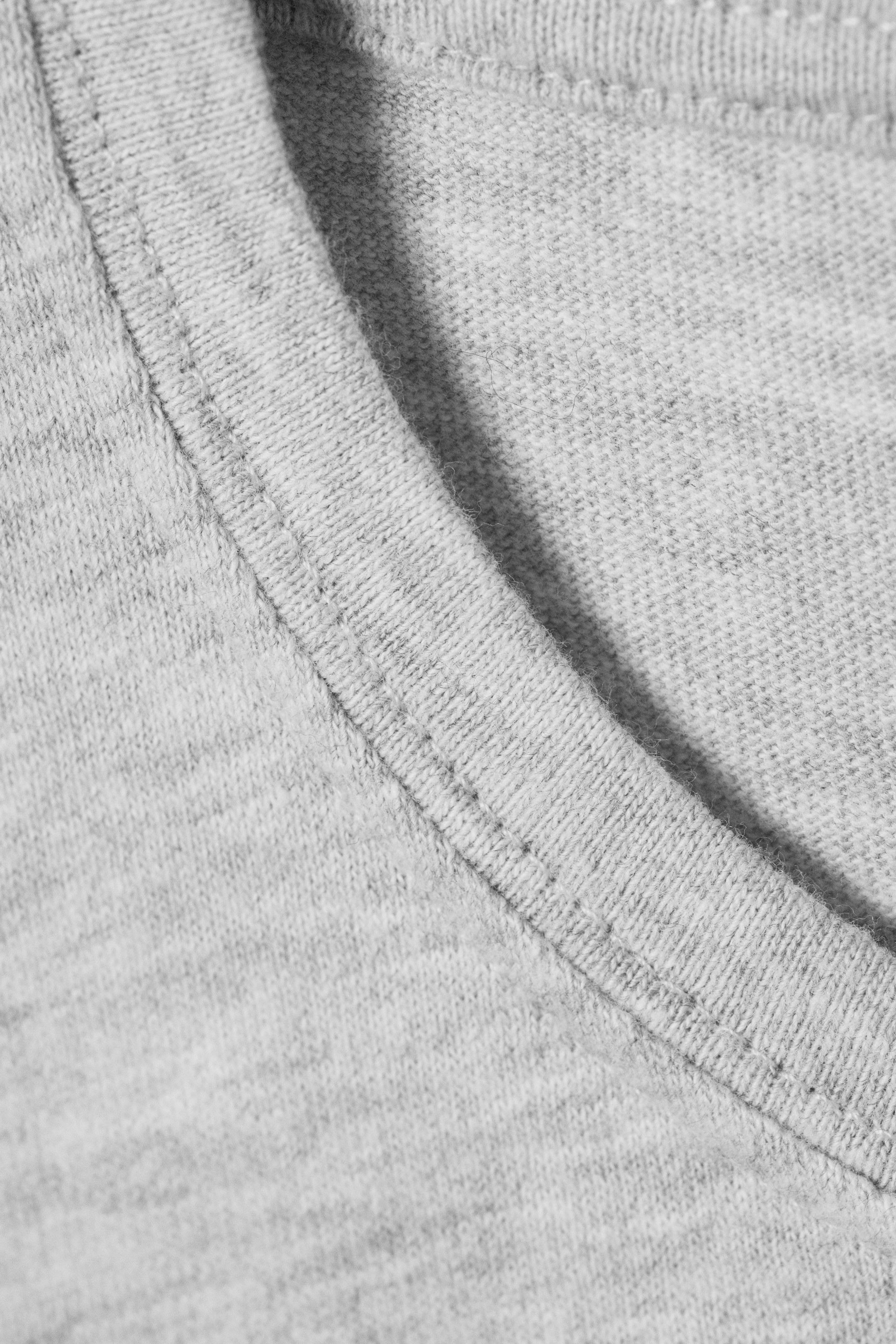 Grey Melange - Slim Short-Sleeved Cotton T-shirt - 4