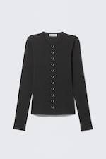 Black - Pierced Long-Sleeved Top - 4