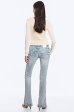 Light Yellow - Slim Cowl-Neck Long-Sleeved Top - 2