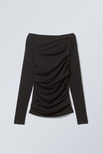 Black - Jwan Drape Longsleeve Top - 0