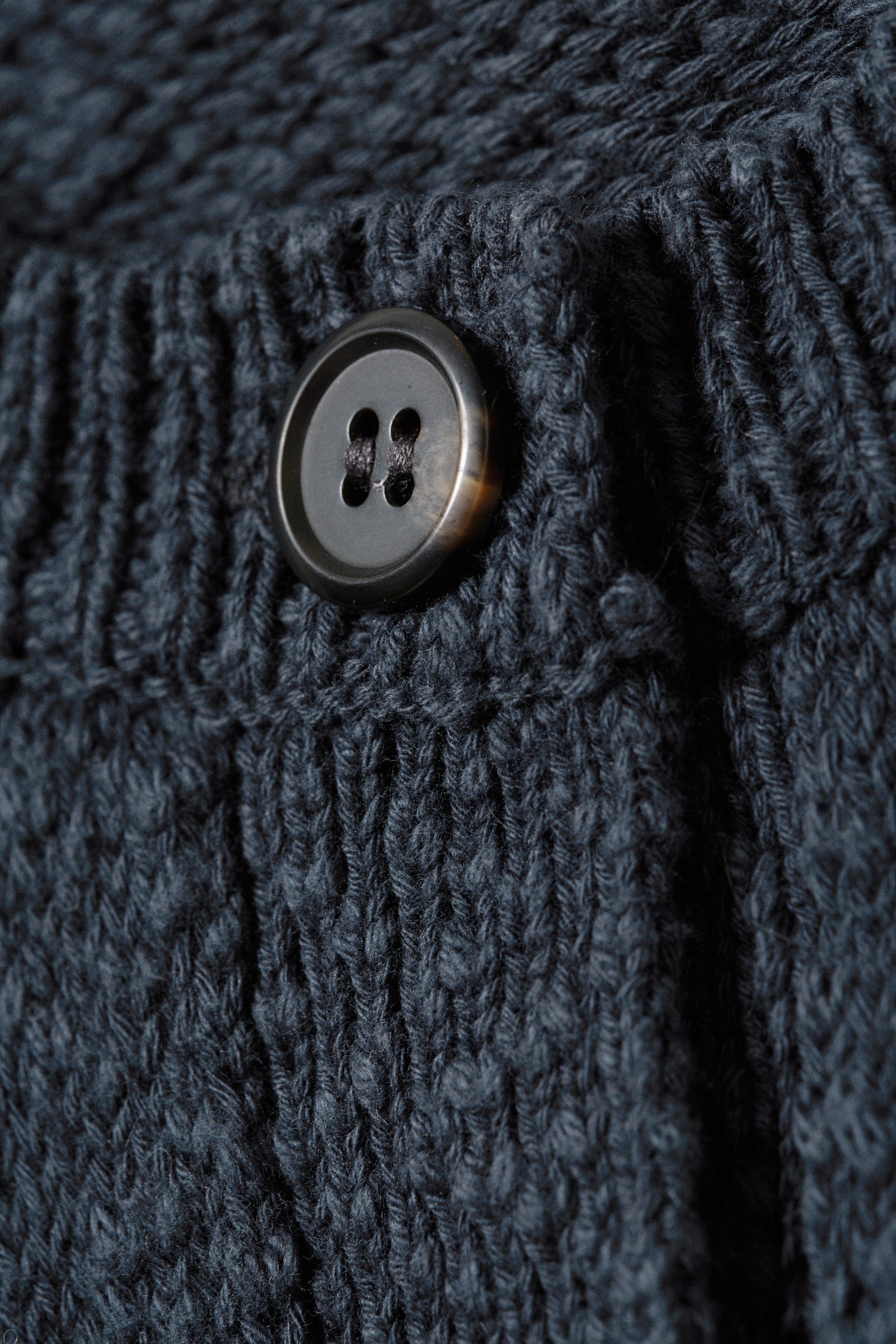 Dark Navy Blue - Knitted Single-Breasted Vest - 1