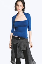 Bright Blue - Fitted Lyocell Bolero Top - 2