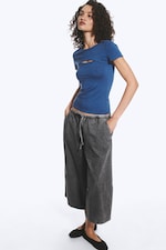 Randig Blå - Tvådelad bolero-topp - 2