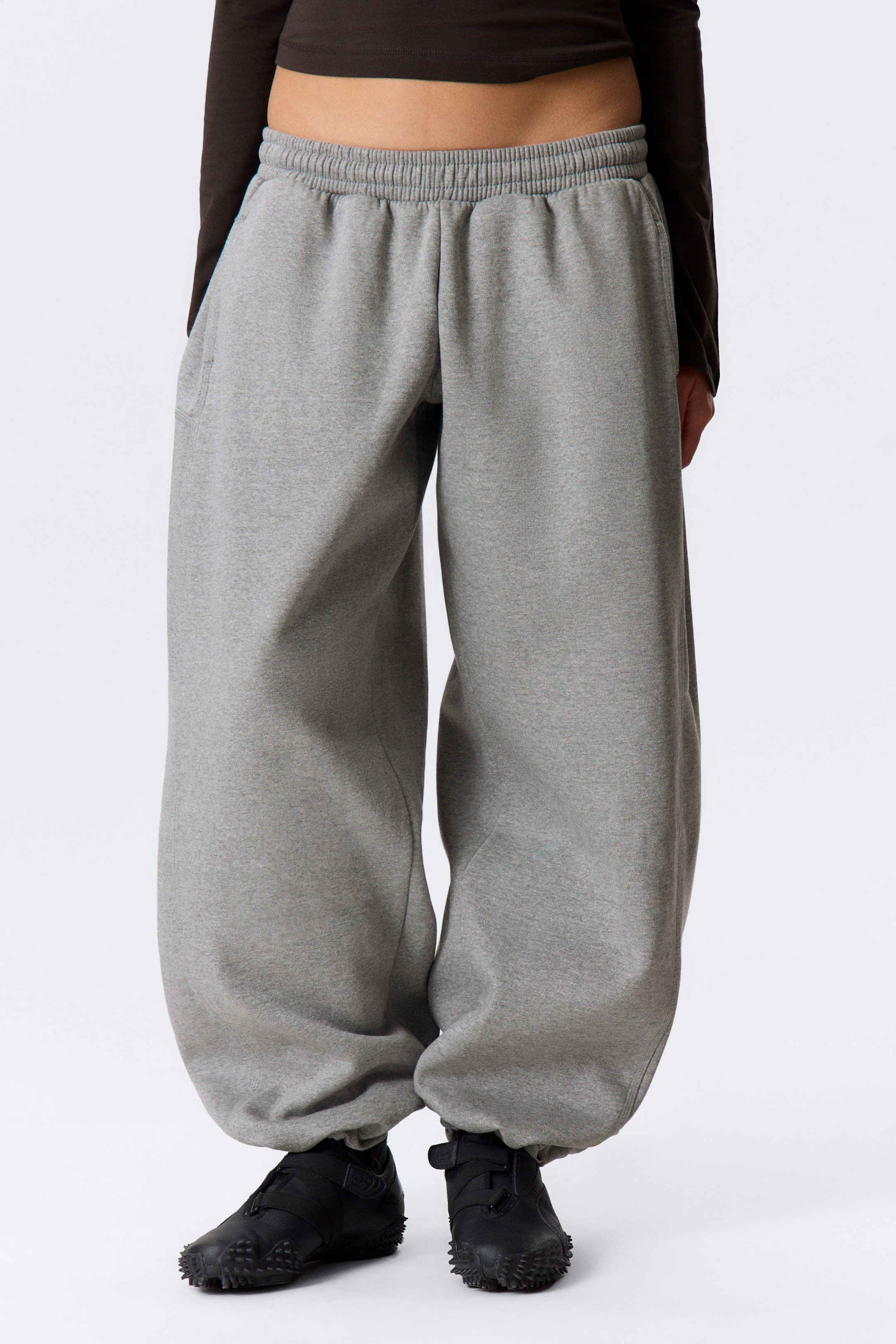 Grau meliert - Locker geschnittene Sweatpants aus Baumwollfleece - 2