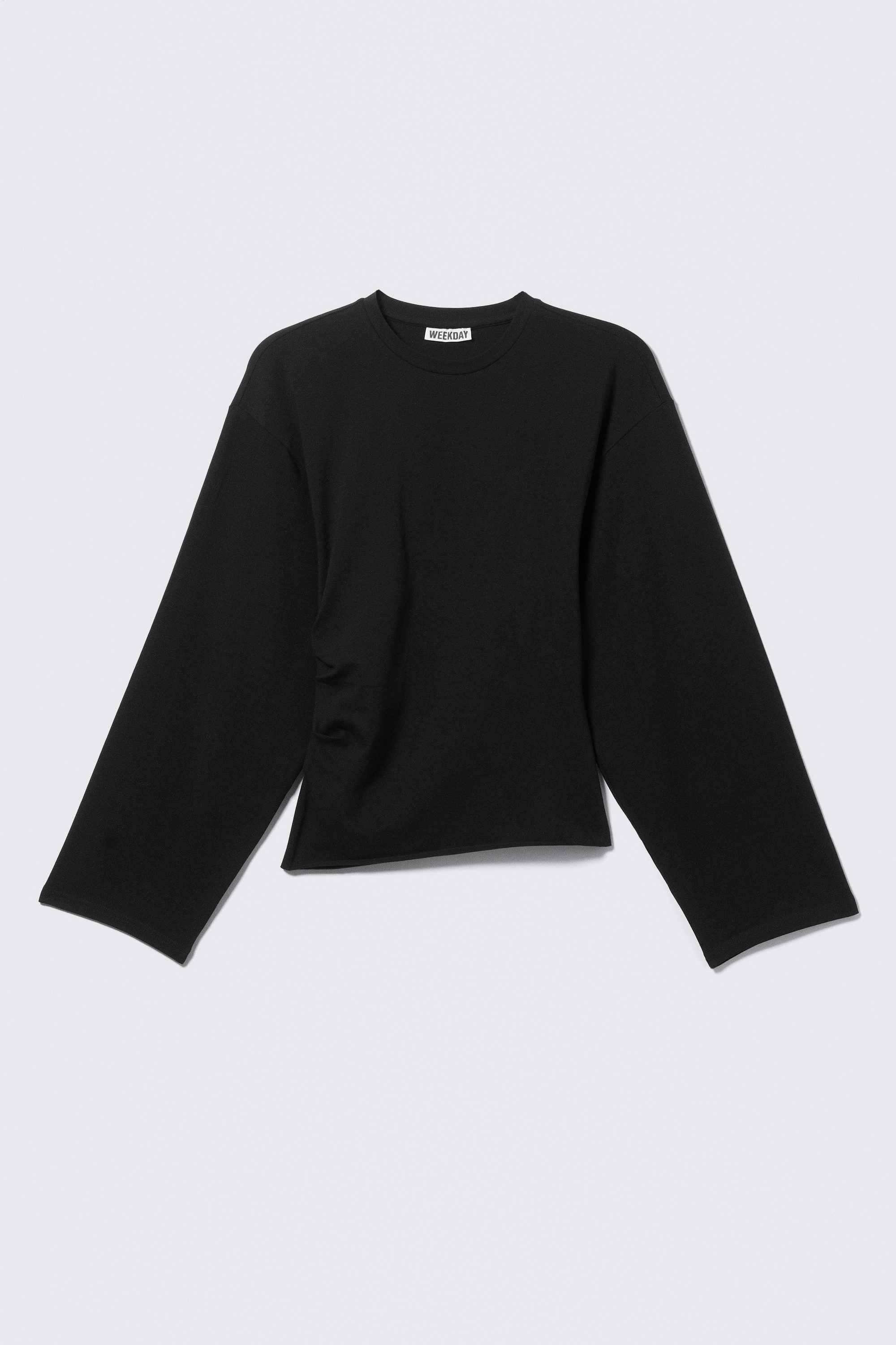 Schwarz - Gerüschtes Langarm-Shirt - 4