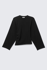 Schwarz - Gerüschtes Langarm-Shirt - 4