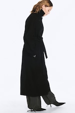 Black - Kia Oversized Wool-Blend Double-Breasted Coat - 3
