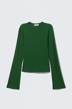 Dark Green - Long Sleeve Cotton Top - 3