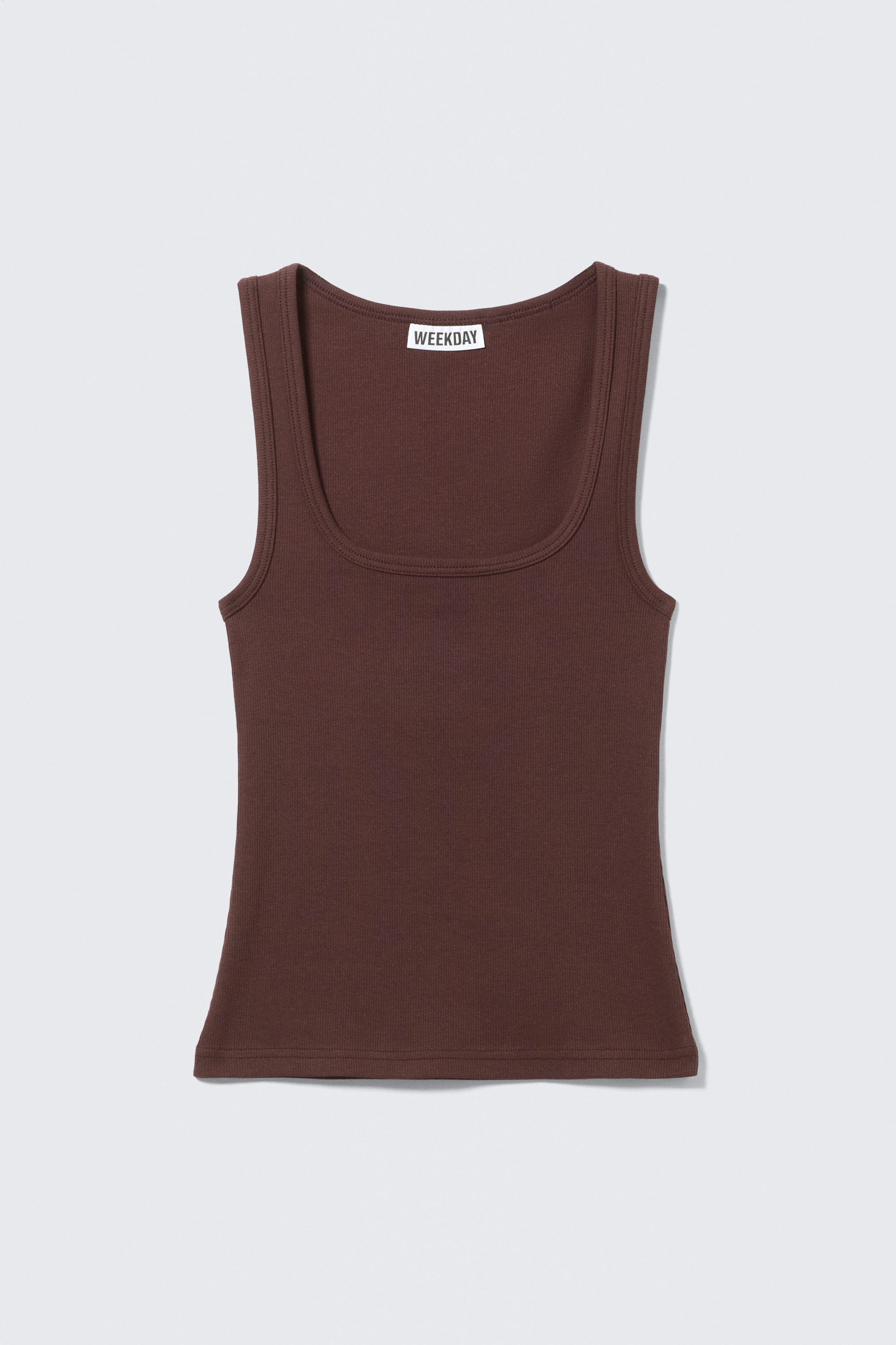 Burgundy - Slim Square Neck Ribbed Tank Top - 3