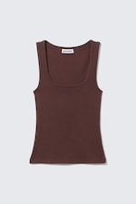 Burgundy - Slim Square Neck Ribbed Tank Top - 3