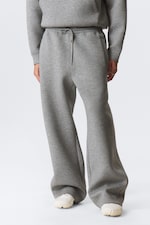 Grau meliert - Locker geschnittene Scuba-Sweatpants - 1