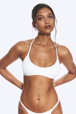 White - Soft Ribbed Halter Bra - 0
