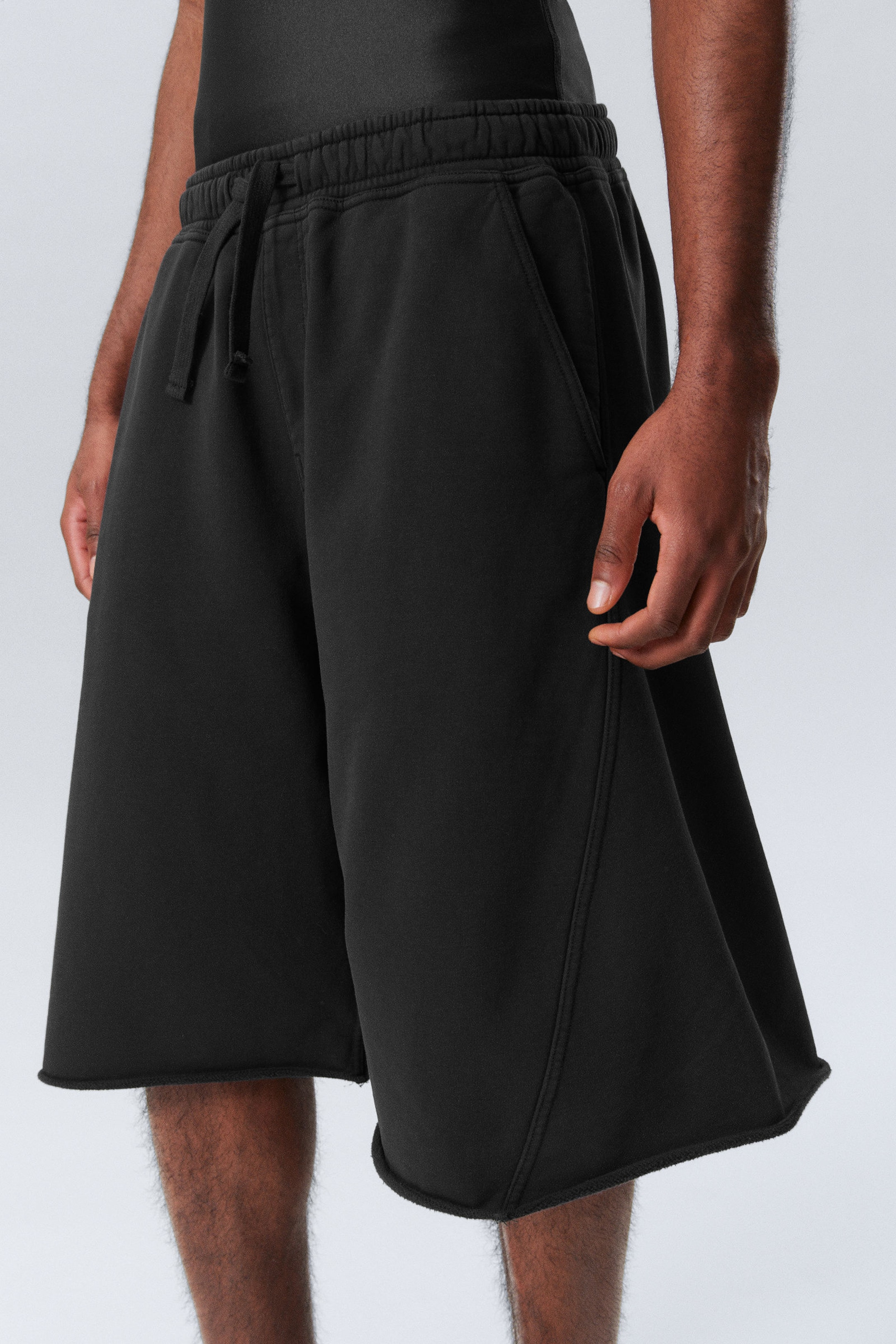 Dunkelgrau verwaschen - Lockere knielange Jersey-Shorts - 4