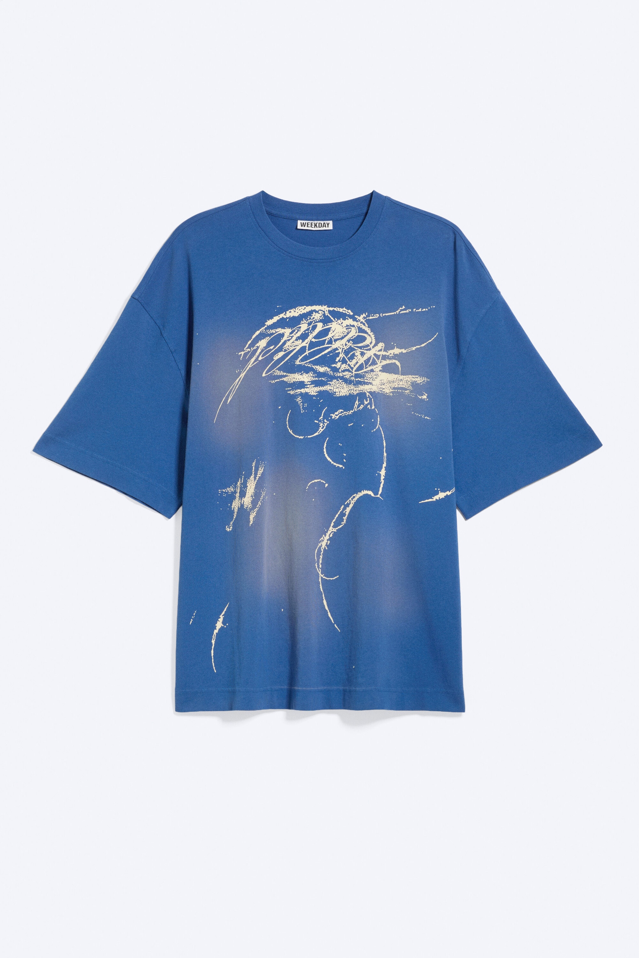 Blau - Oversized T-Shirt mit Print - 4