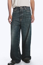 Marina Blue - Dark Blue - Astro Mid Rise Loose Baggy Unisex Jeans - 1