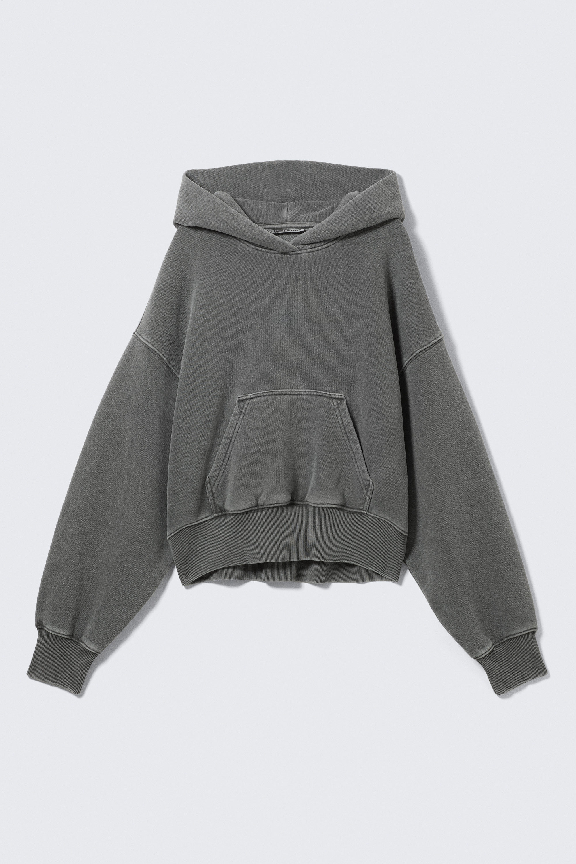 Washed Dark Grey - Boxy Cotton Fleece Hoodie - 1