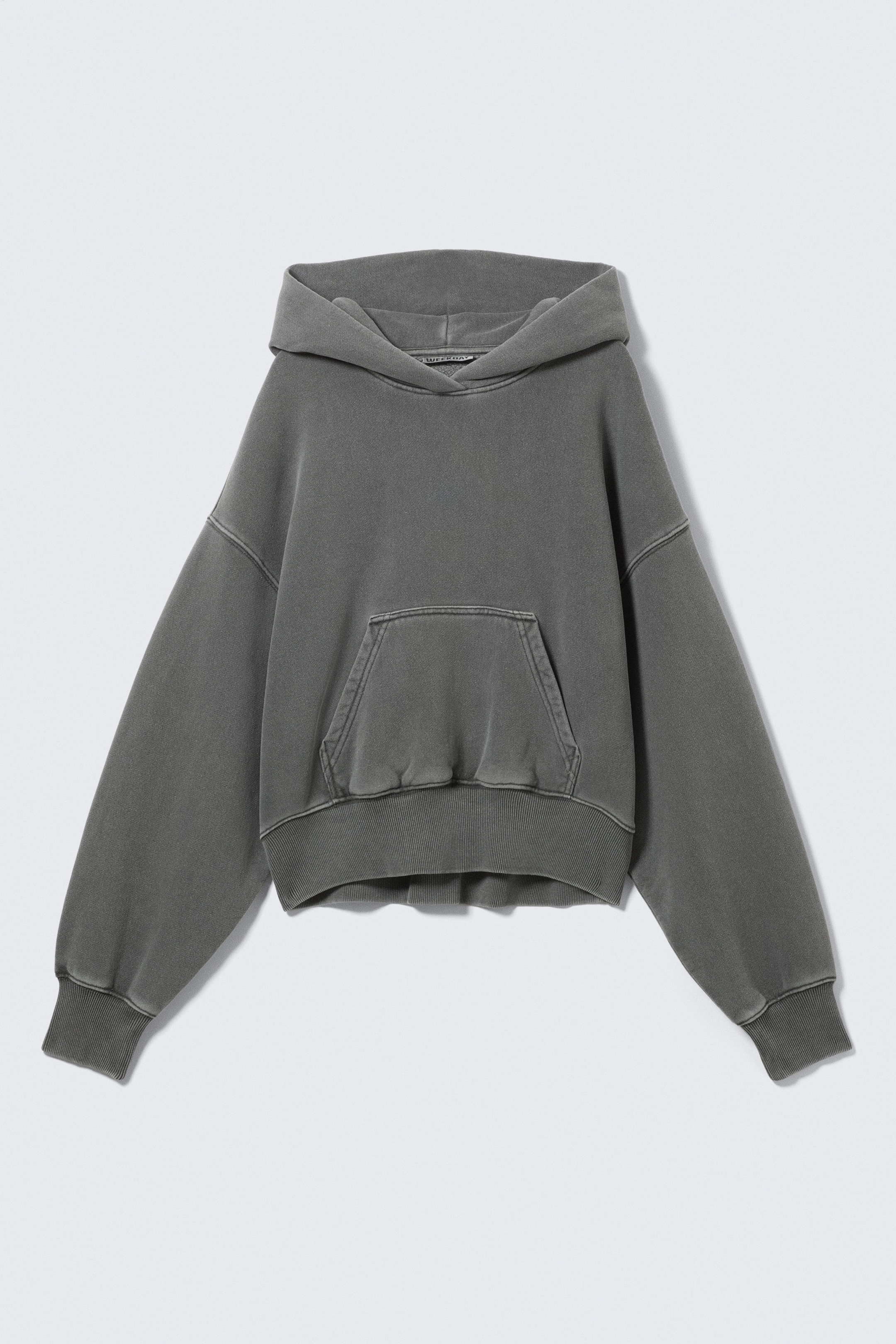 Gris foncé délavé - Sweat à capuche boxy en molleton de coton - 5