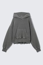 Gris foncé délavé - Sweat à capuche boxy en molleton de coton - 5