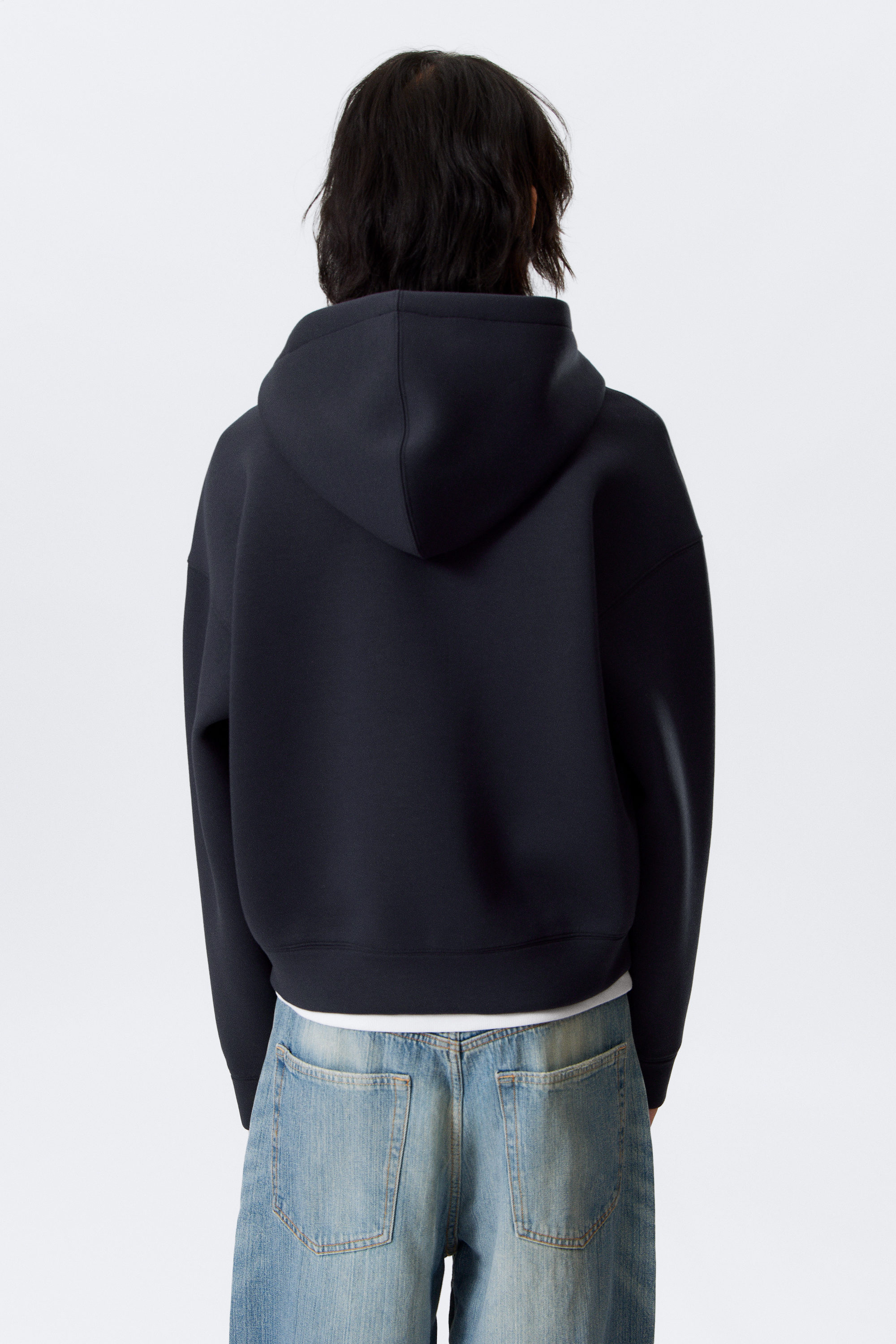 Donkerblauw - Simon hoodie van scubastof met rits - 3