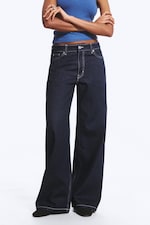 Blue Rinse – mørkeblå - Paz jeans med mellomhøyt liv og vide ben - 1