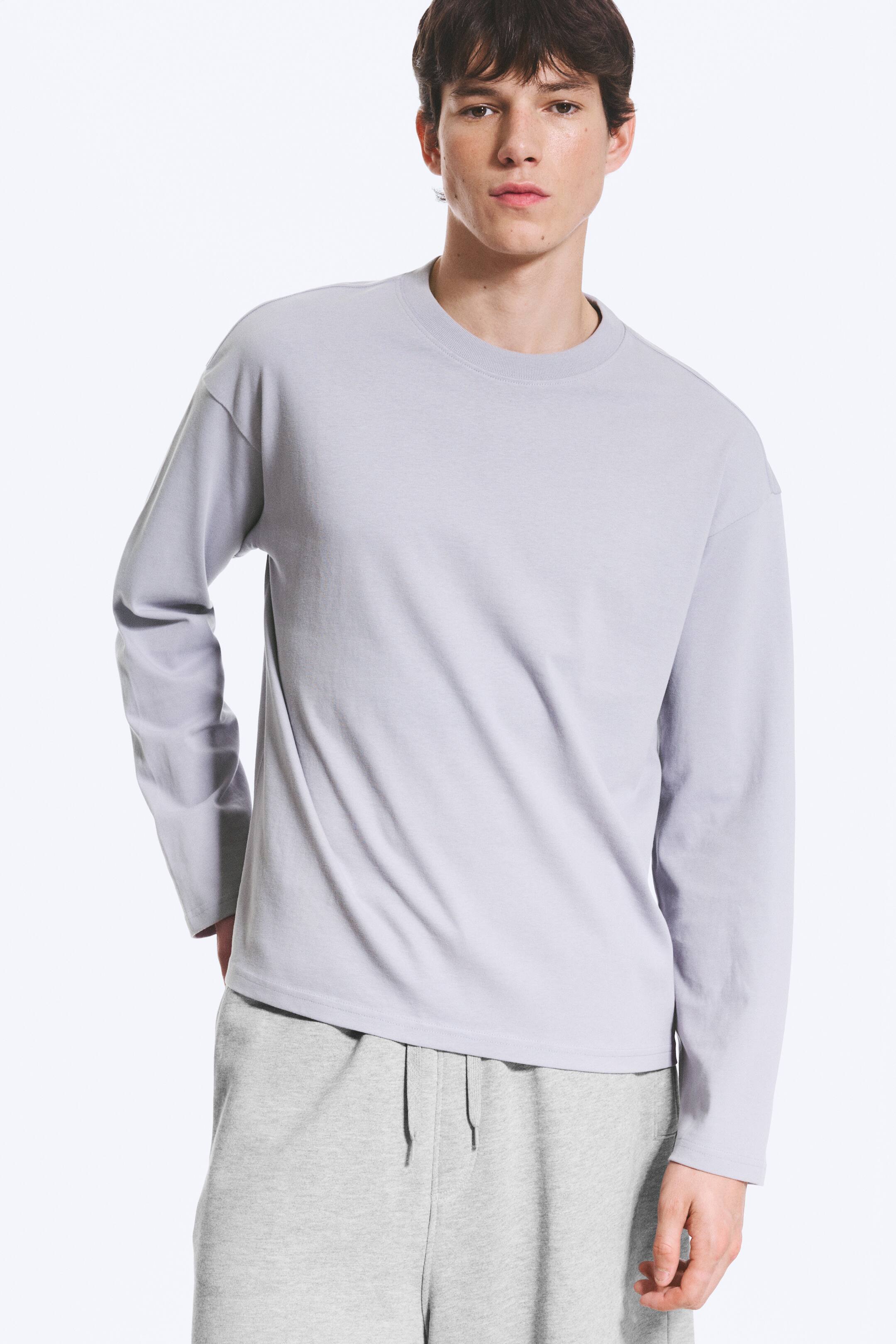 Vezi imaginea mai mare: Tricou cu mâneci lungi, croială lejeră și boxy - Mov prăfuit - BĂRBAŢI | H&M RO 1
