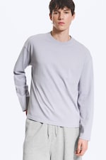 Gedecktes Lila - Boxy Longsleeve mit lockerer Passform - 0