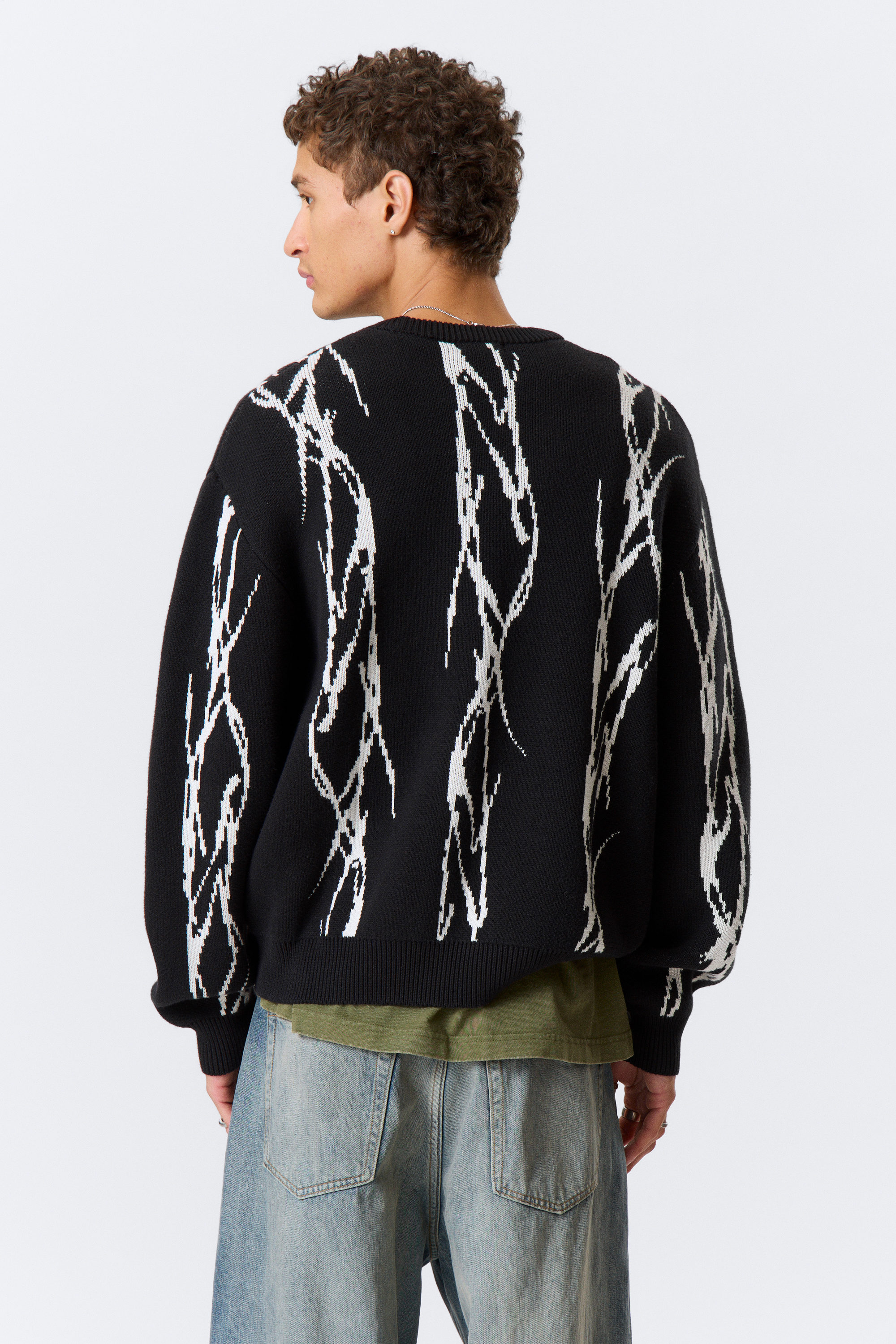 Black - Iced Veins - Jacquardgebreide sweater met normale pasvorm - 3