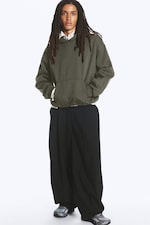 Dark Khaki Green - Loose Fit Hoodie - 1