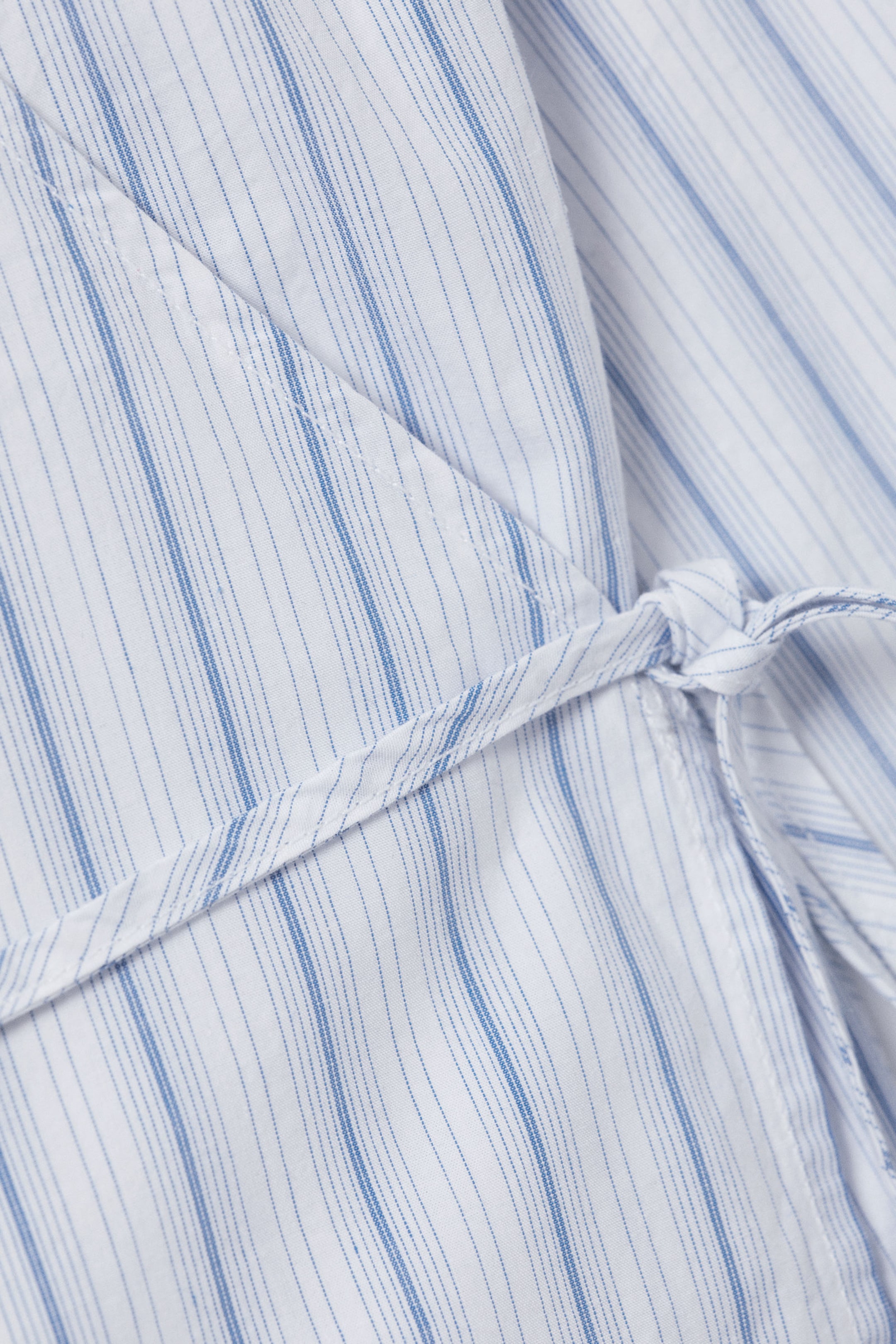 Striped Blue - Long-Sleeved Wrap Poplin Shirt - 5