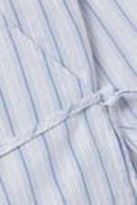 Striped Blue - Long-Sleeved Wrap Poplin Shirt - 5