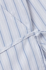 Striped Blue - Long-Sleeved Wrap Poplin Shirt - 1