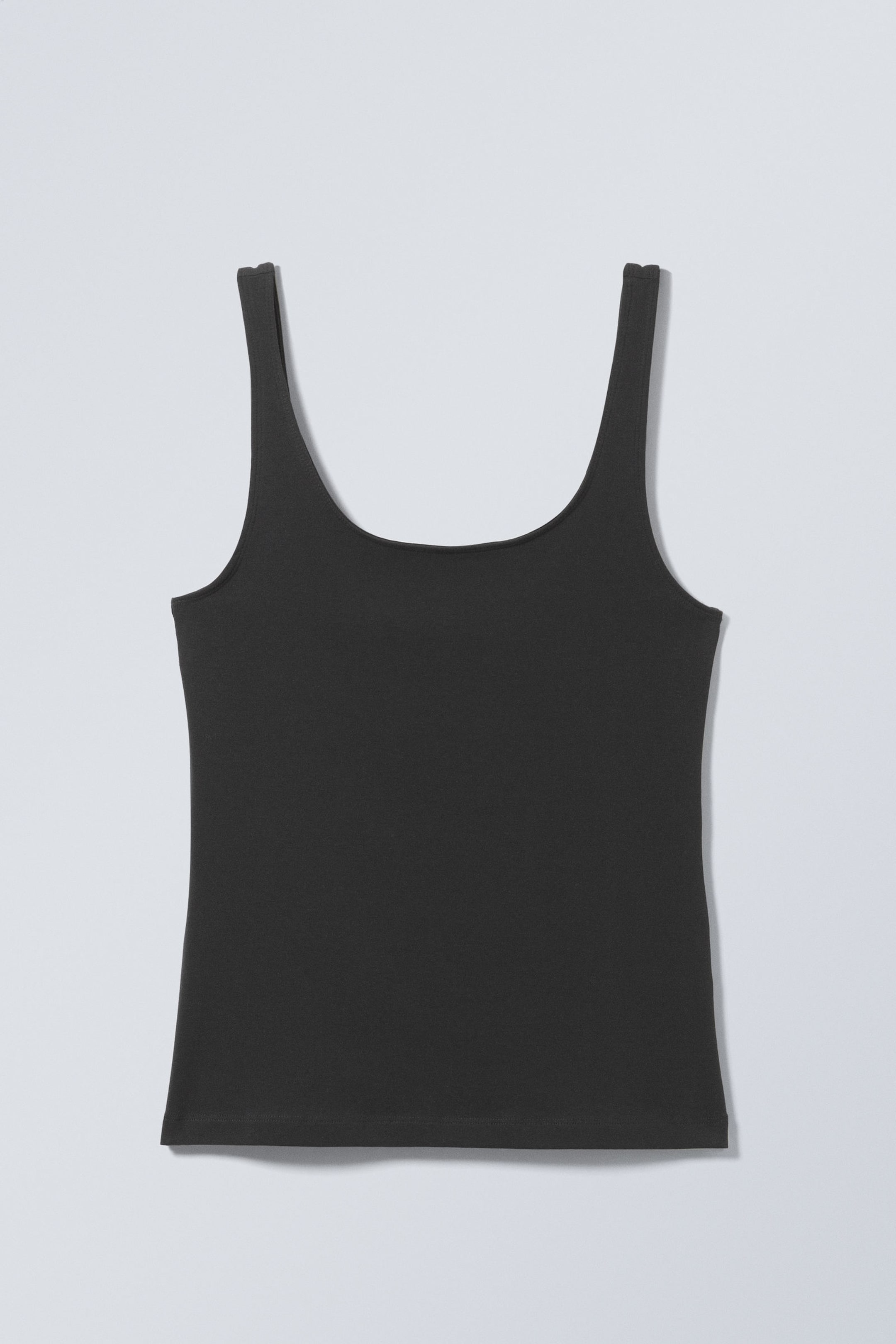 Dark Grey - Fitted Square Neck Tank Top - 3